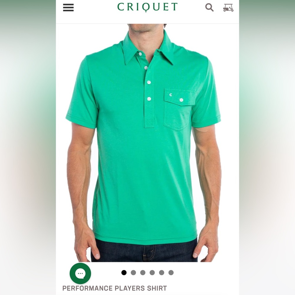 Criquet Performance Players Shirt in Golf Green